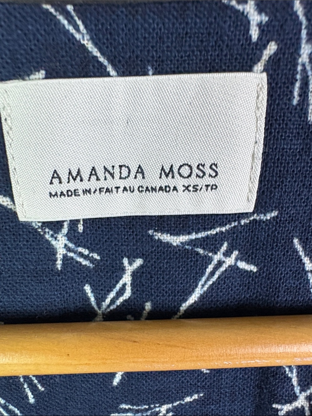 Amanda Moss Made in Canada Navy Printed Sleeveless 100% cotton Dress size XS - Picture 5 of 6